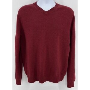 J.Crew Sweater Men's L V-Neck Dark Red Heather Merino Wool Vintage Hong Kong